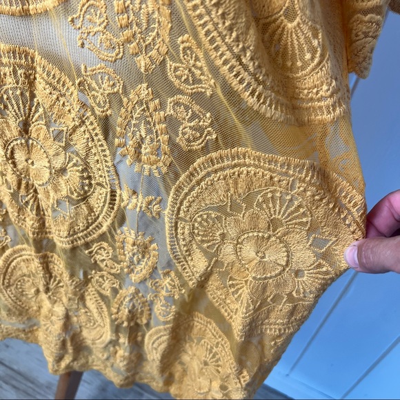 Umgee Mustard Yellow Embroidered Boho Duster - Picture 9 of 13